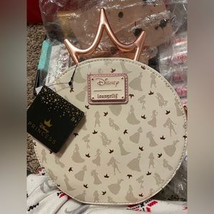 Disney Loungefly Princess Crown Rose Gold Cross Body Purse Handbag